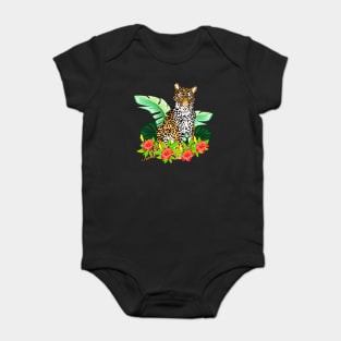 Jaguar Tropical Cat Floral South American Animal Baby Bodysuit